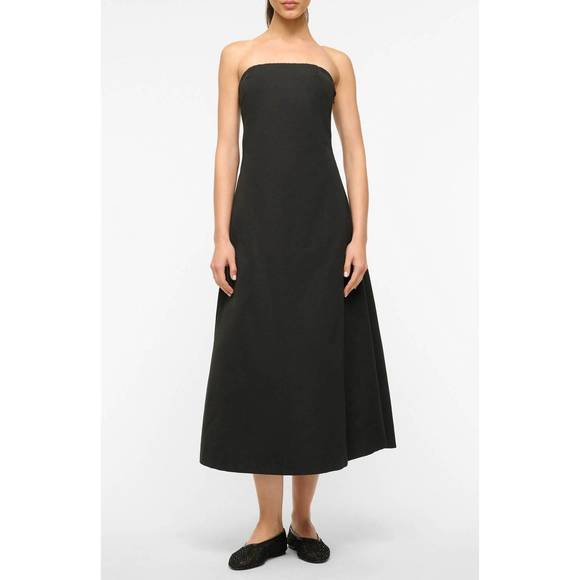 NEW STAUD kennedy strapless midi dress in black - Picture 2 of 8